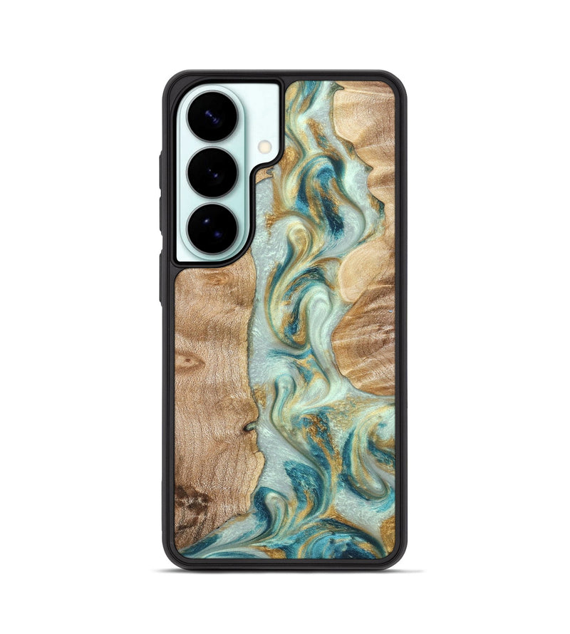 Galaxy S26 Wood Phone Case - Roxann (Teal & Gold, 821340)