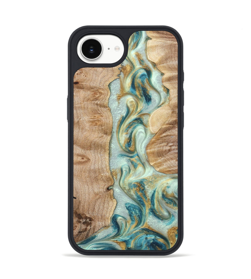 iPhone 17e Wood Phone Case - Roxann (Teal & Gold, 821340)