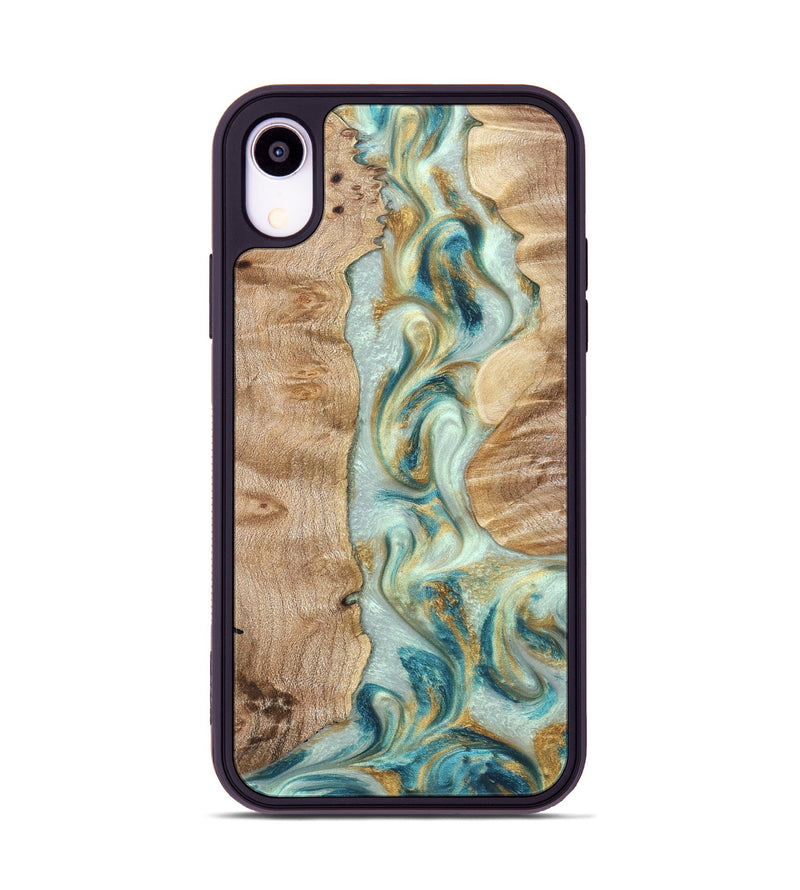 iPhone Xr Wood Phone Case - Roxann (Teal & Gold, 821340)