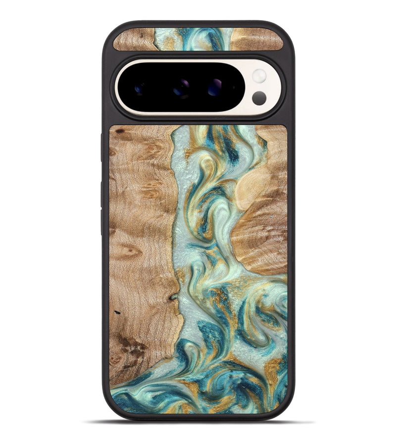 Pixel 9 Pro XL Wood Phone Case - Roxann (Teal & Gold, 821340)