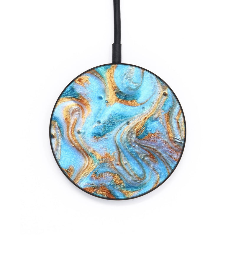 Circle Wood Wireless Charger - Marlin (Teal & Gold, 821341)