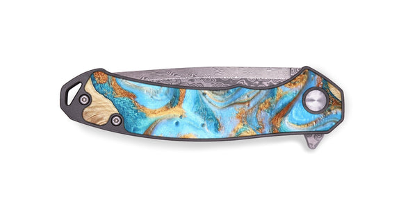 EDC Wood Pocket Knife - Marlin (Teal & Gold, 821341)