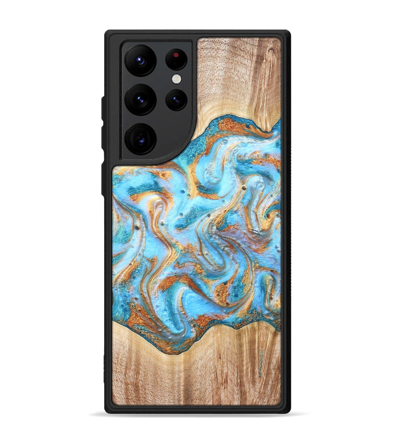Galaxy S22 Ultra Wood Phone Case - Marlin (Teal & Gold, 821341)