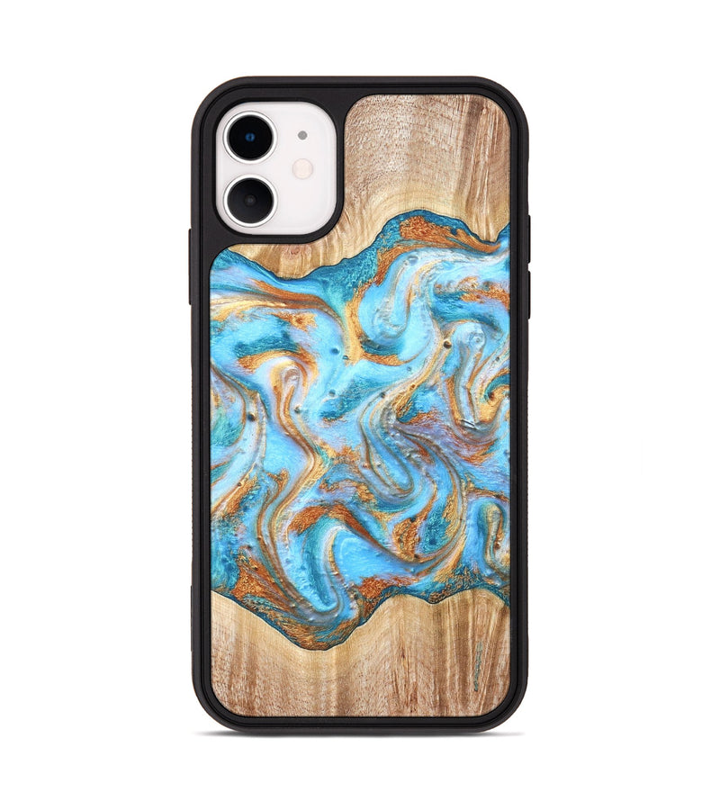 iPhone 11 Wood Phone Case - Marlin (Teal & Gold, 821341)