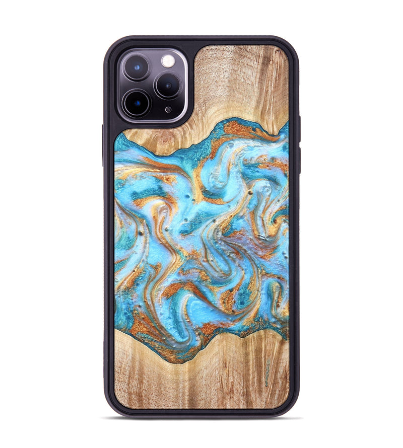 iPhone 11 Pro Max Wood Phone Case - Marlin (Teal & Gold, 821341)