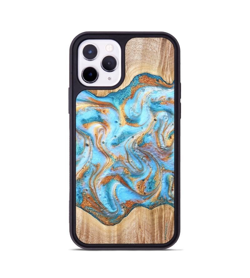 iPhone 11 Pro Wood Phone Case - Marlin (Teal & Gold, 821341)