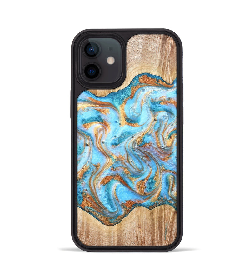 iPhone 12 Wood Phone Case - Marlin (Teal & Gold, 821341)
