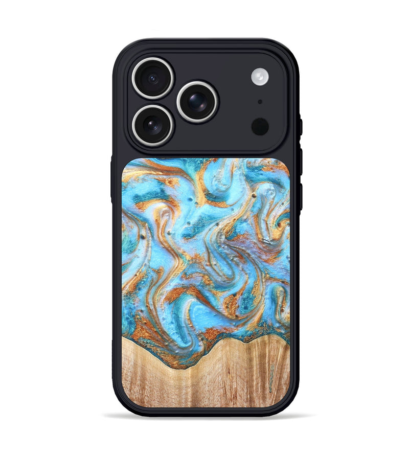 iPhone 17 Pro Wood Phone Case - Marlin (Teal & Gold, 821341)