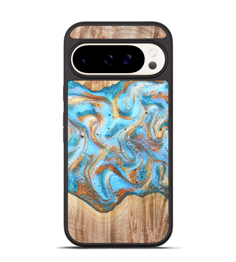 Pixel 9 Pro Wood Phone Case - Marlin (Teal & Gold, 821341)