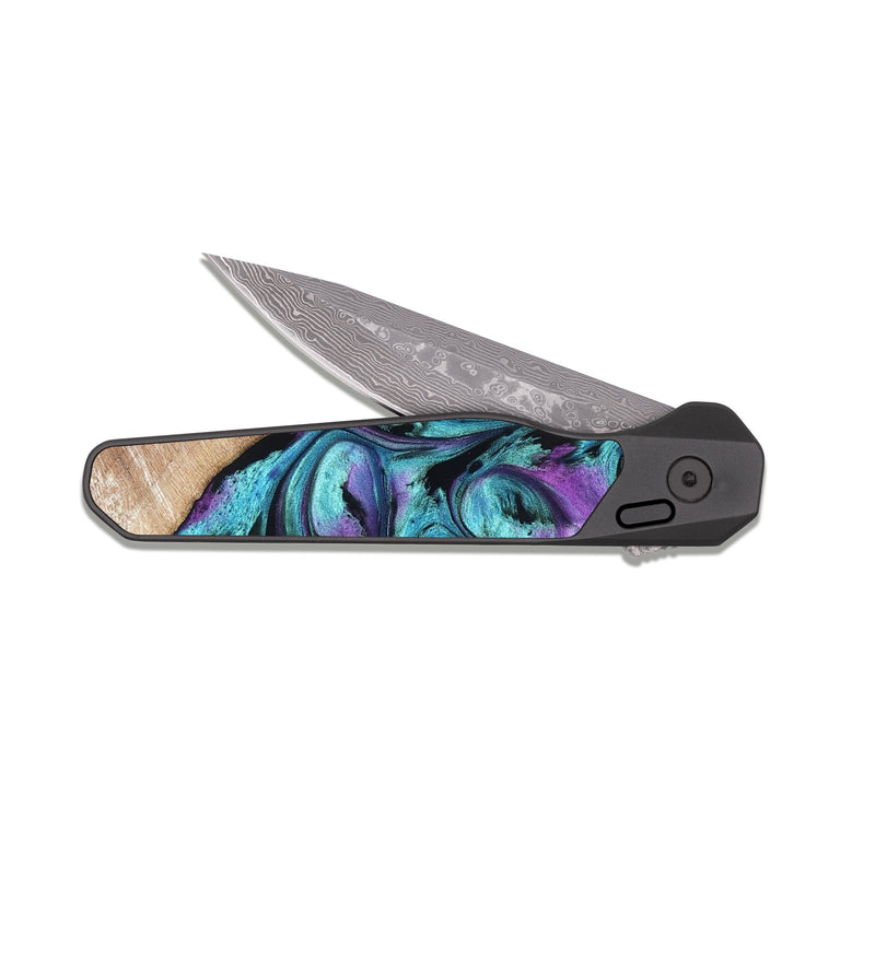 EDC Dark Damascus Wood Pocket Knife - Neil (Purple, 821351)