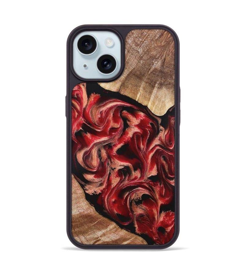 iPhone 15 Wood Phone Case - Kadeem (Red, 821357)