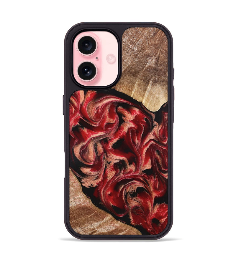 iPhone 16 Wood Phone Case - Kadeem (Red, 821357)