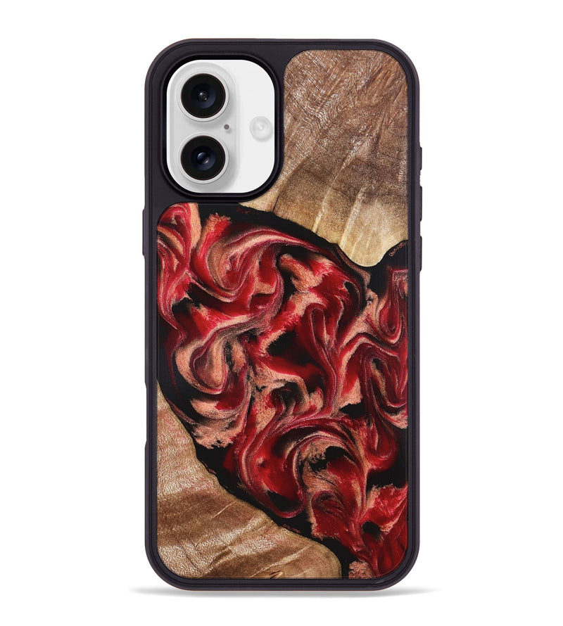 iPhone 16 Plus Wood Phone Case - Kadeem (Red, 821357)