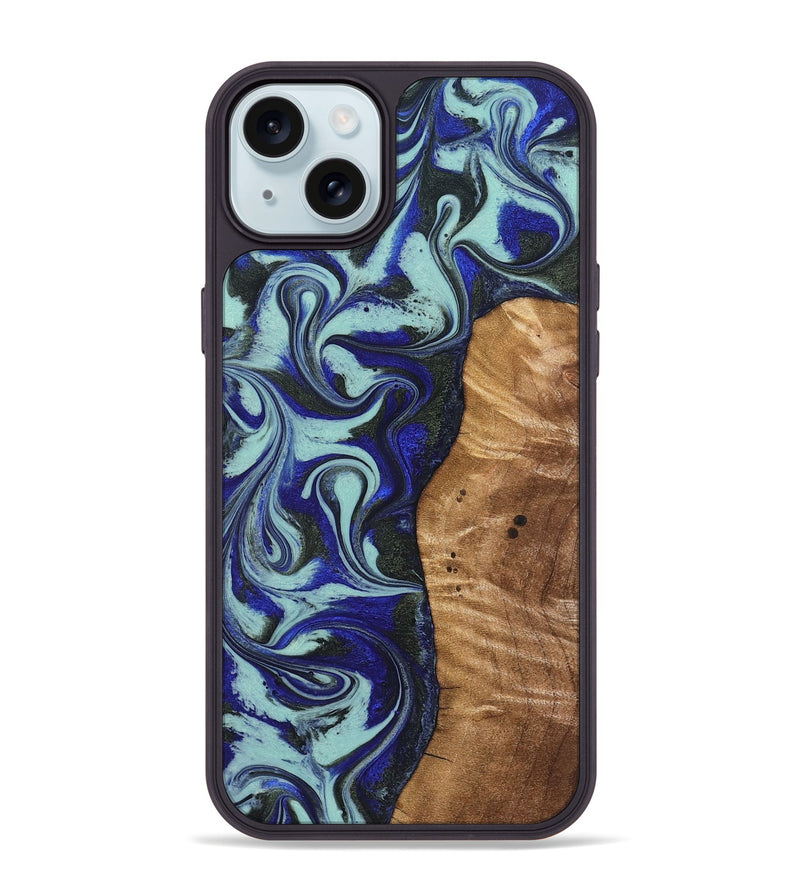 iPhone 15 Plus Wood Phone Case - Manila (Blue, 821372)