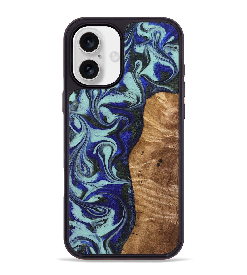 iPhone 16 Plus Wood Phone Case - Manila (Blue, 821372)