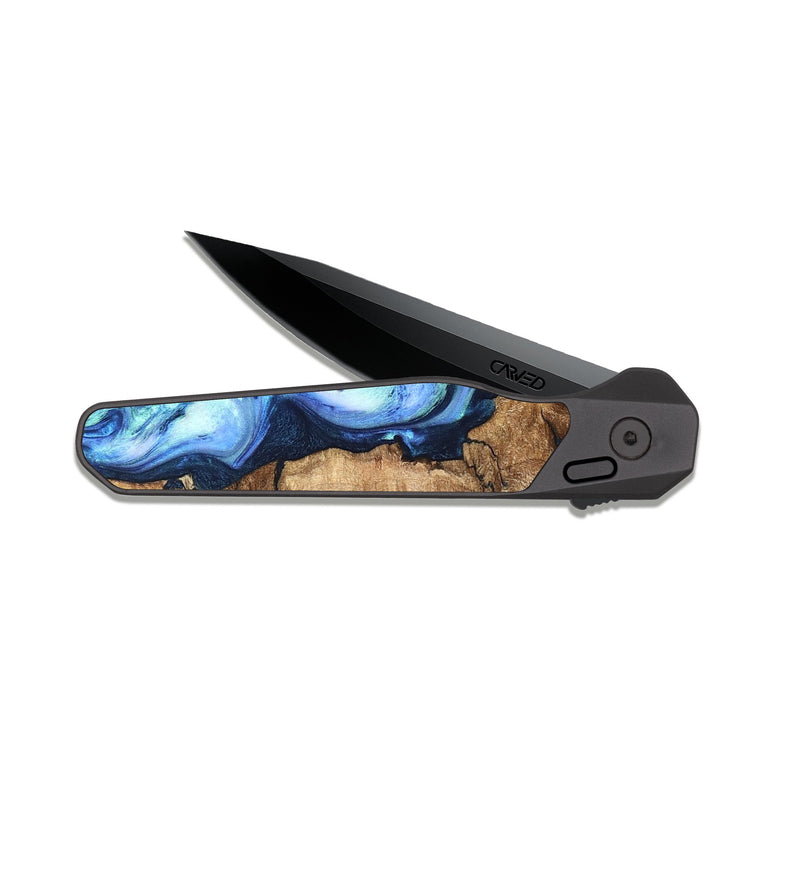 EDC Dark Slate Wood Pocket Knife - Steve (Blue, 821375)