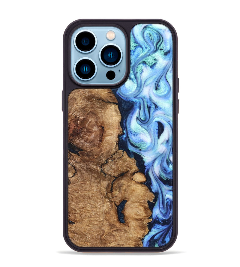 iPhone 14 Pro Max Wood Phone Case - Steve (Blue, 821375)
