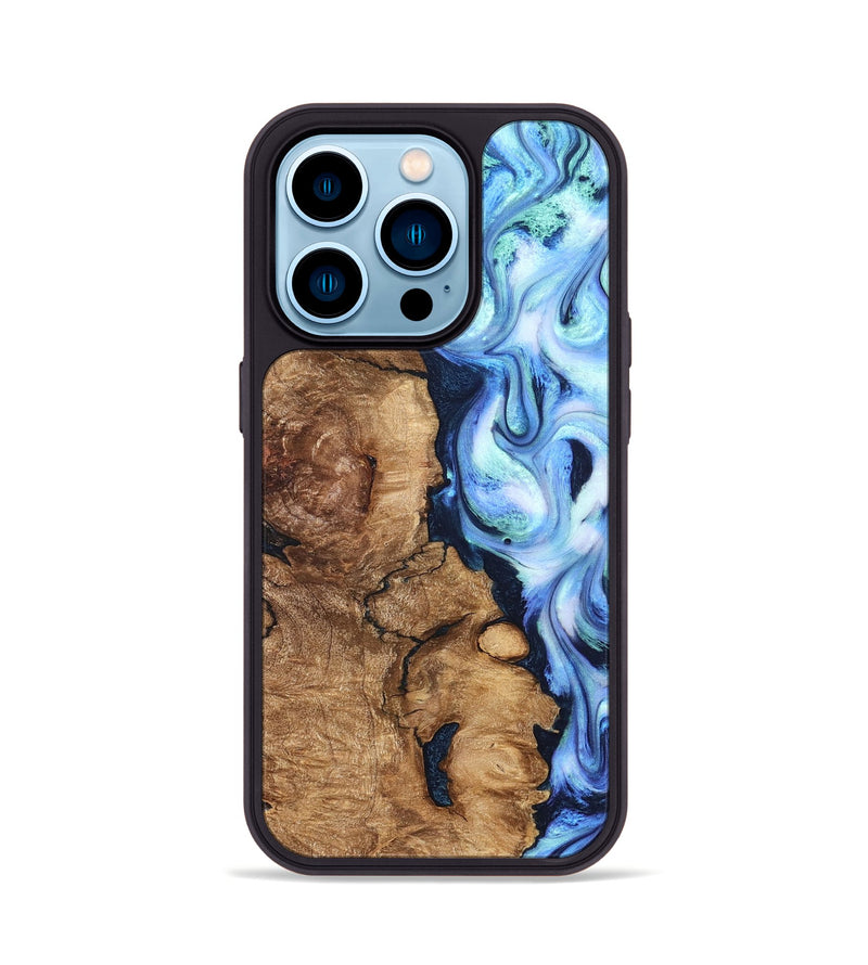 iPhone 14 Pro Wood Phone Case - Steve (Blue, 821375)