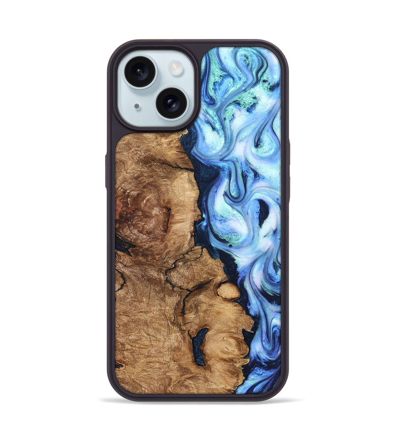 iPhone 15 Wood Phone Case - Steve (Blue, 821375)