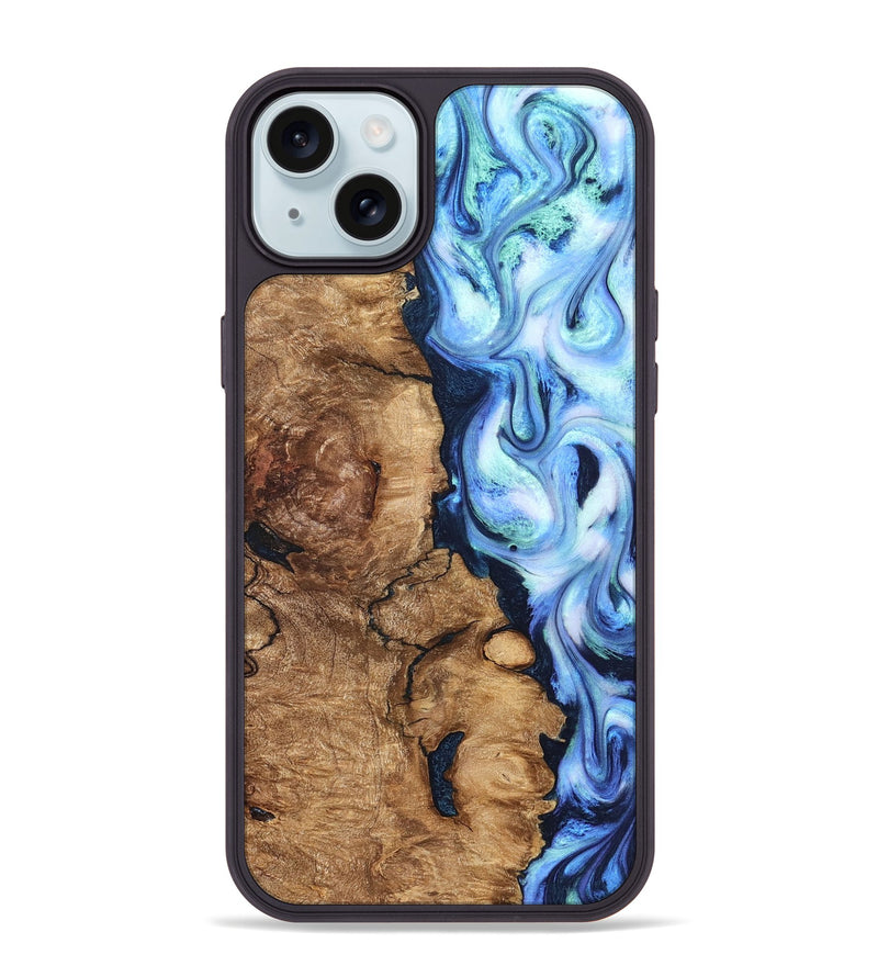 iPhone 15 Plus Wood Phone Case - Steve (Blue, 821375)