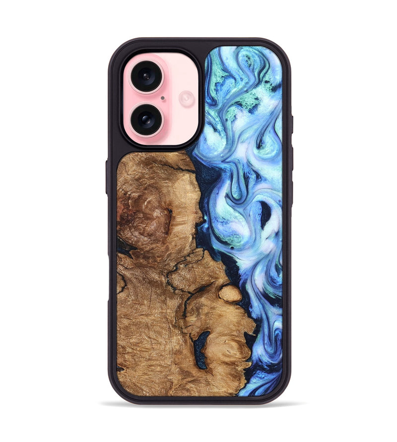iPhone 16 Wood Phone Case - Steve (Blue, 821375)