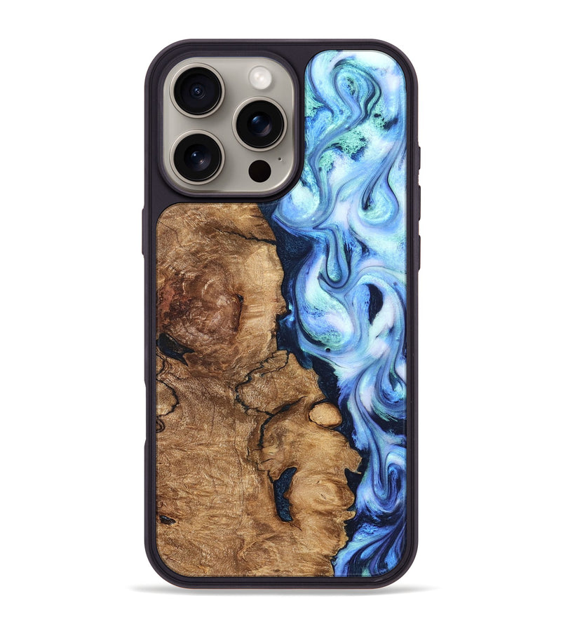 iPhone 16 Pro Max Wood Phone Case - Steve (Blue, 821375)
