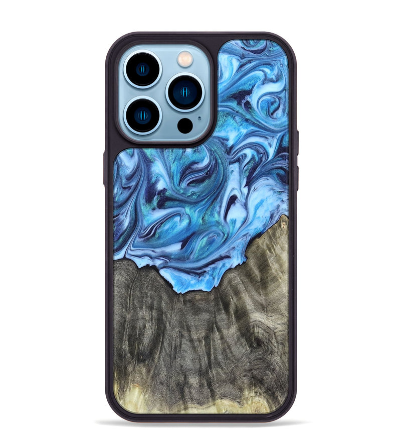 iPhone 14 Pro Max Wood Phone Case - Mercy (Blue, 821376)