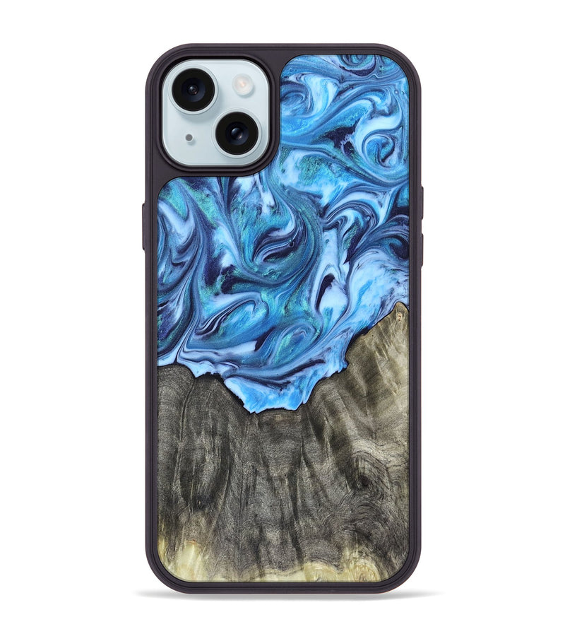 iPhone 15 Plus Wood Phone Case - Mercy (Blue, 821376)