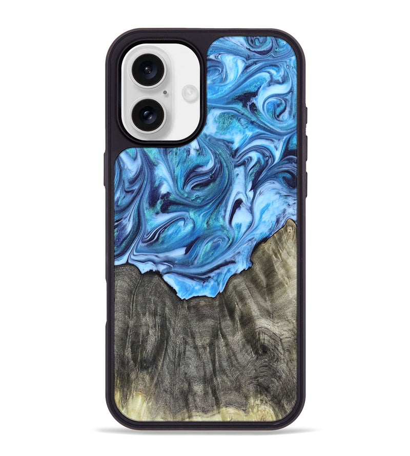 iPhone 16 Plus Wood Phone Case - Mercy (Blue, 821376)