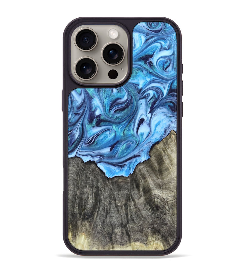 iPhone 16 Pro Max Wood Phone Case - Mercy (Blue, 821376)