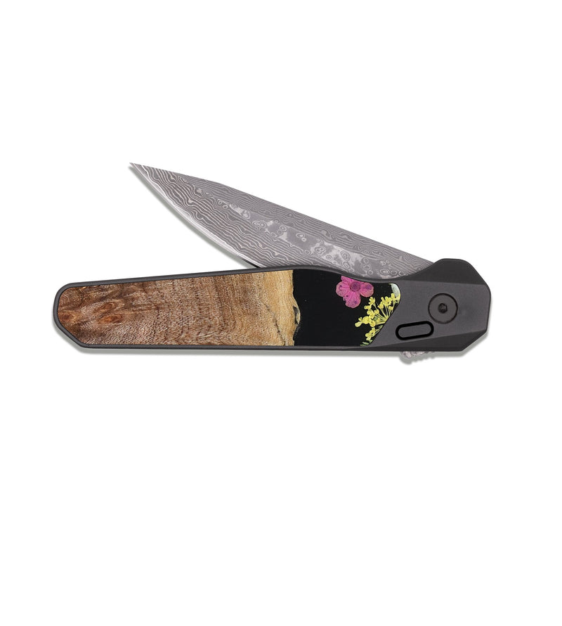 EDC Dark Damascus Wood Pocket Knife - Tanisha (Bloom, 821404)