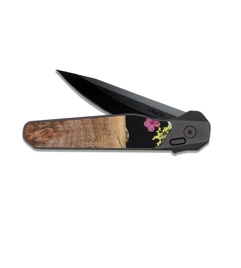 EDC Dark Slate Wood Pocket Knife - Tanisha (Bloom, 821404)