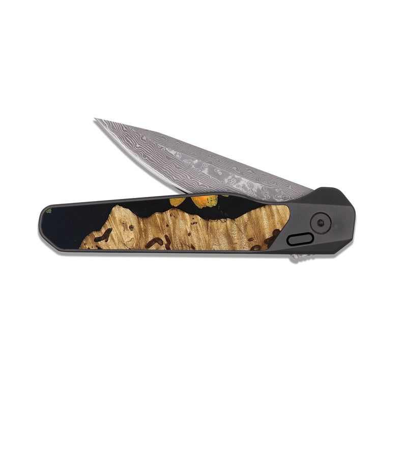 EDC Dark Damascus Wood Pocket Knife - Kierra (Bloom, 821407)