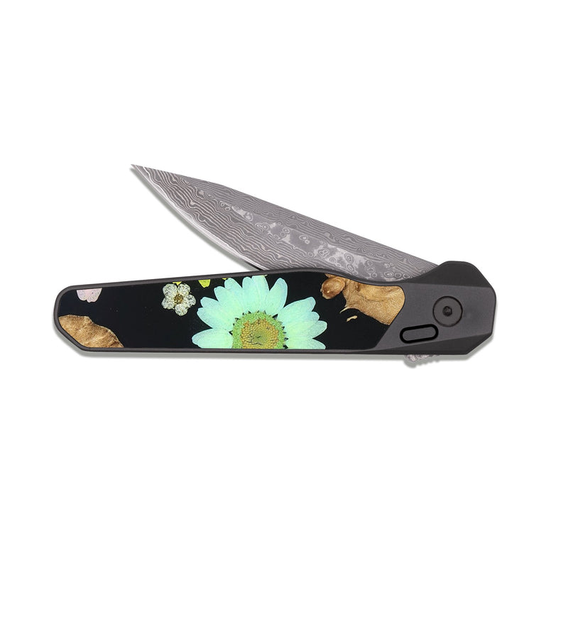 EDC Dark Damascus Wood Pocket Knife - Casen (Bloom, 821408)