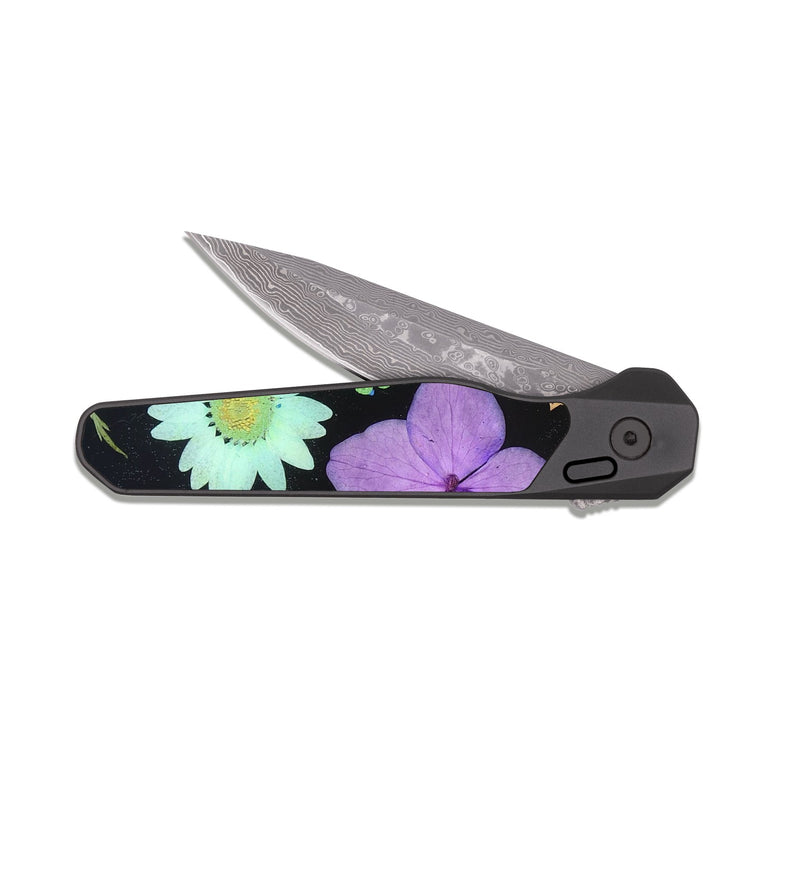 EDC Dark Damascus Wood Pocket Knife - Ottilie (Bloom, 821418)