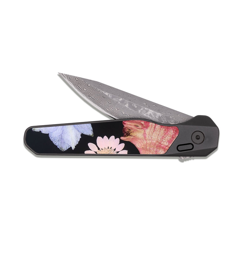 EDC Dark Damascus Wood Pocket Knife - Sue (Bloom, 821421)
