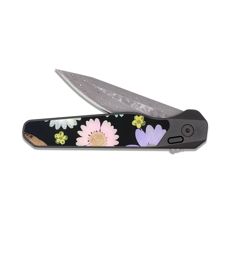 EDC Dark Damascus Wood Pocket Knife - Leeann (Bloom, 821427)