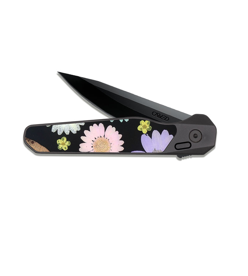 EDC Dark Slate Wood Pocket Knife - Leeann (Bloom, 821427)