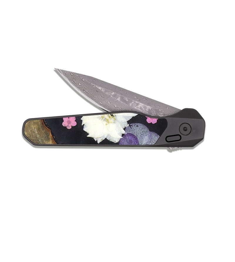 EDC Dark Damascus Wood Pocket Knife - Mabel (Bloom, 821429)