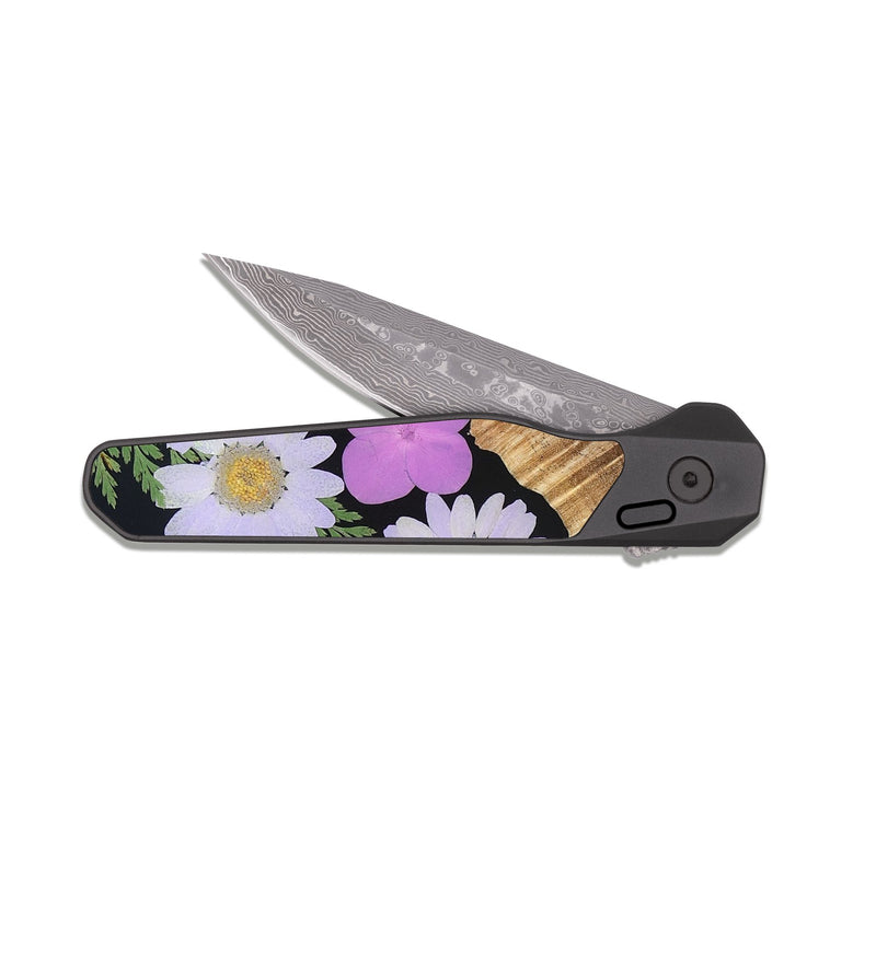 EDC Dark Damascus Wood Pocket Knife - Freda (Bloom, 821436)