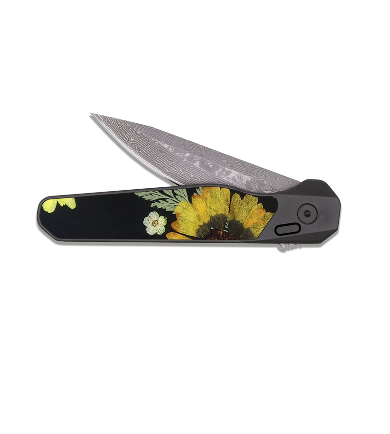 EDC Dark Damascus Wood Pocket Knife - Donna (Bloom, 821451)