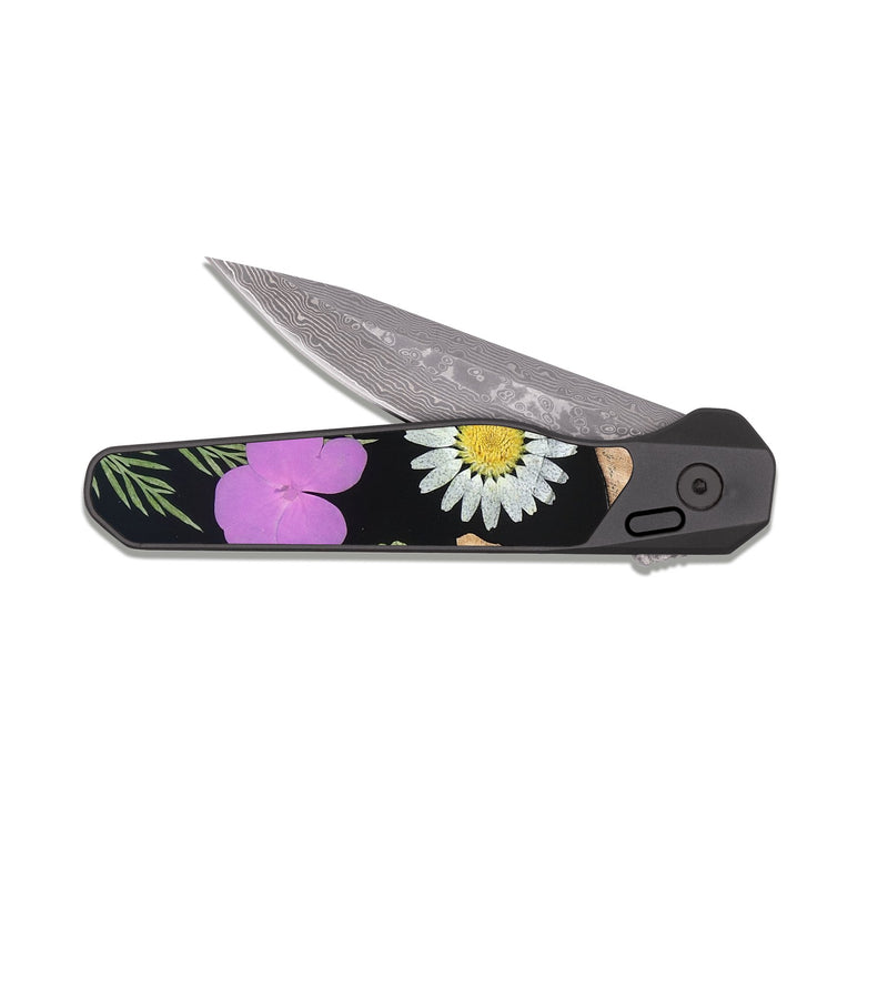EDC Dark Damascus Wood Pocket Knife - Zainab (Bloom, 821489)
