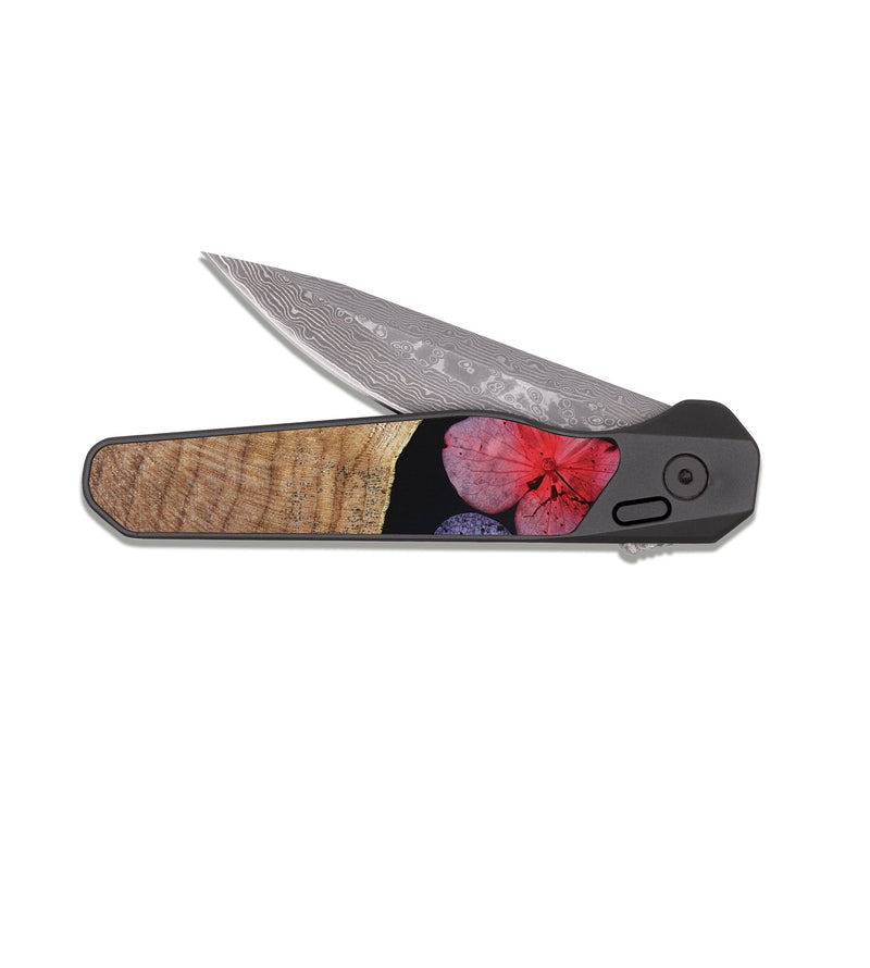 EDC Dark Damascus Wood Pocket Knife - Carrie (Bloom, 821491)