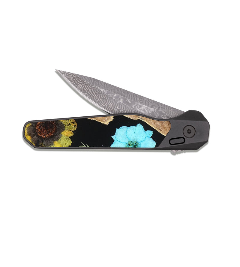 EDC Dark Damascus Wood Pocket Knife - Quinten (Bloom, 821499)