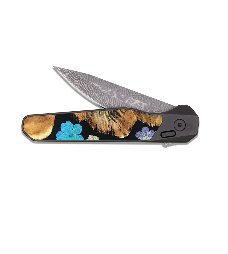 EDC Dark Damascus Wood Pocket Knife - Lennon (Bloom, 821510)