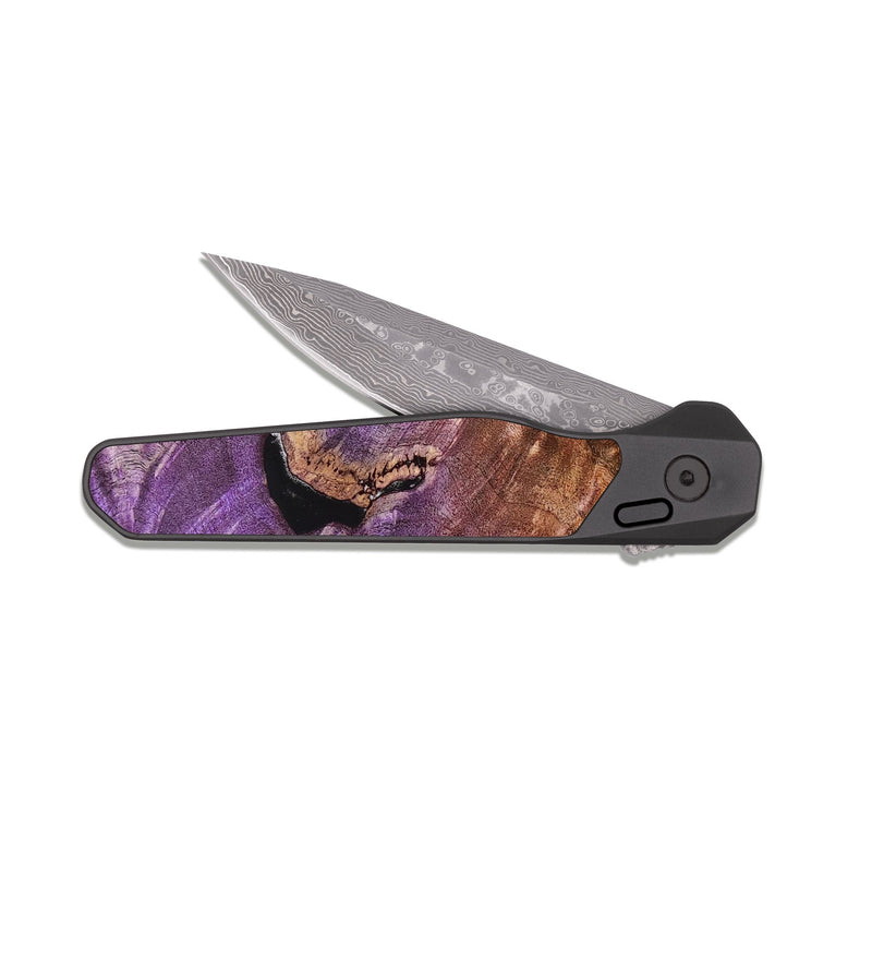 EDC Dark Damascus Wood Pocket Knife - Erastus (Bloom, 821511)