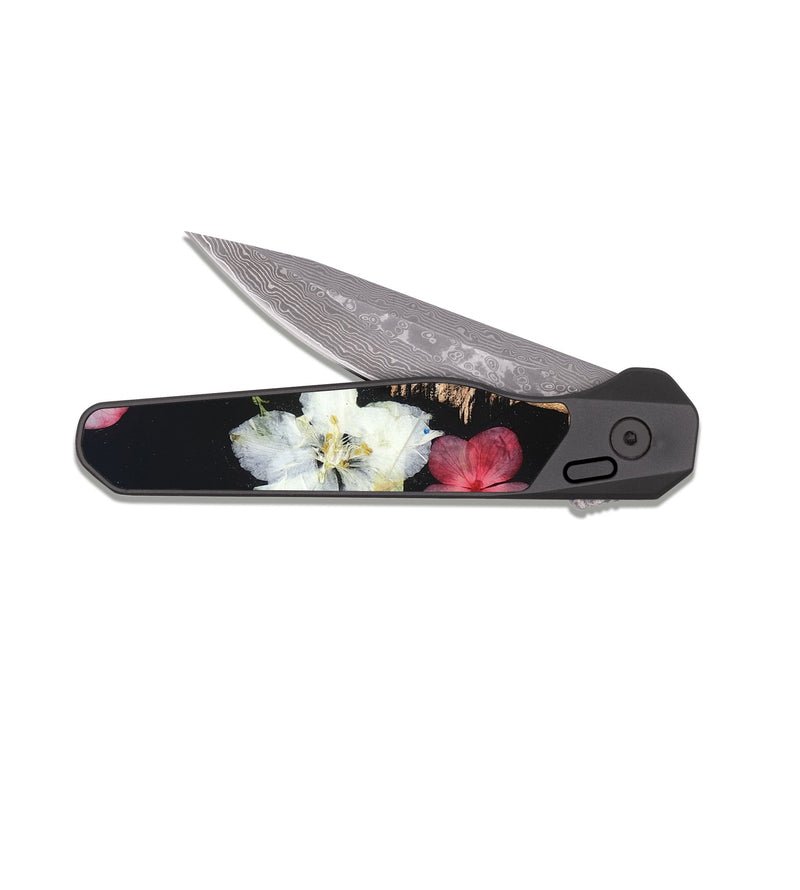 EDC Dark Damascus Wood Pocket Knife - Nathan (Bloom, 821513)