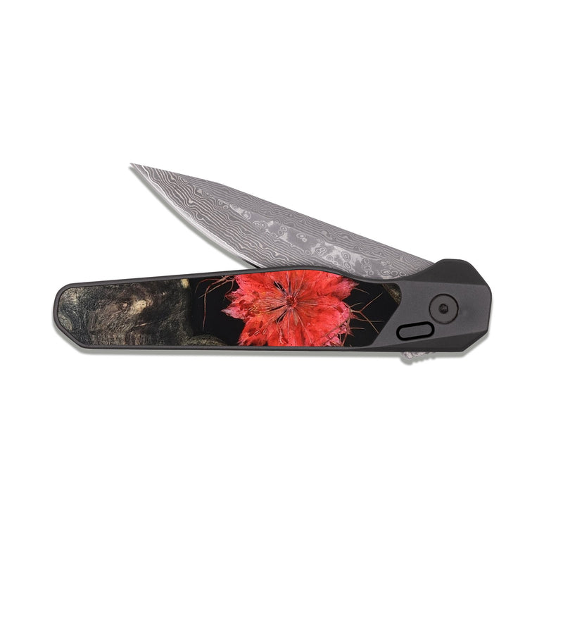 EDC Dark Damascus Wood Pocket Knife - Rivka (Bloom, 821523)