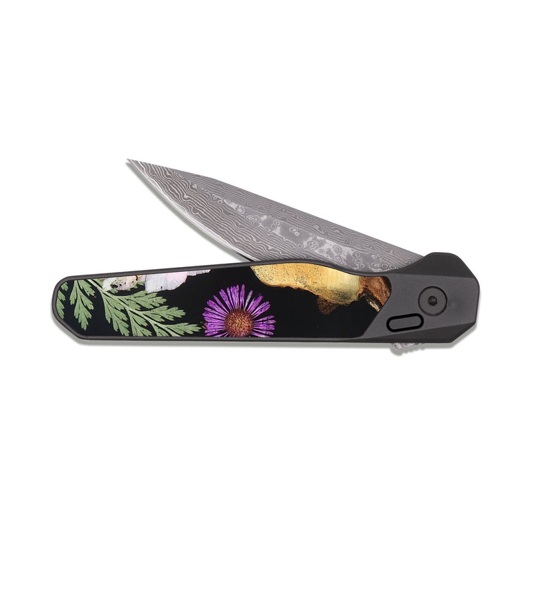 EDC Dark Damascus Wood Pocket Knife - Laura (Bloom, 821524)