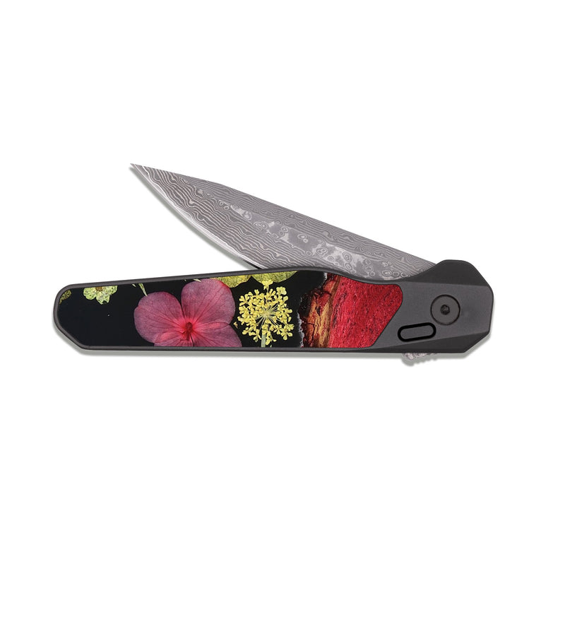 EDC Dark Damascus Wood Pocket Knife - Denis (Bloom, 821527)